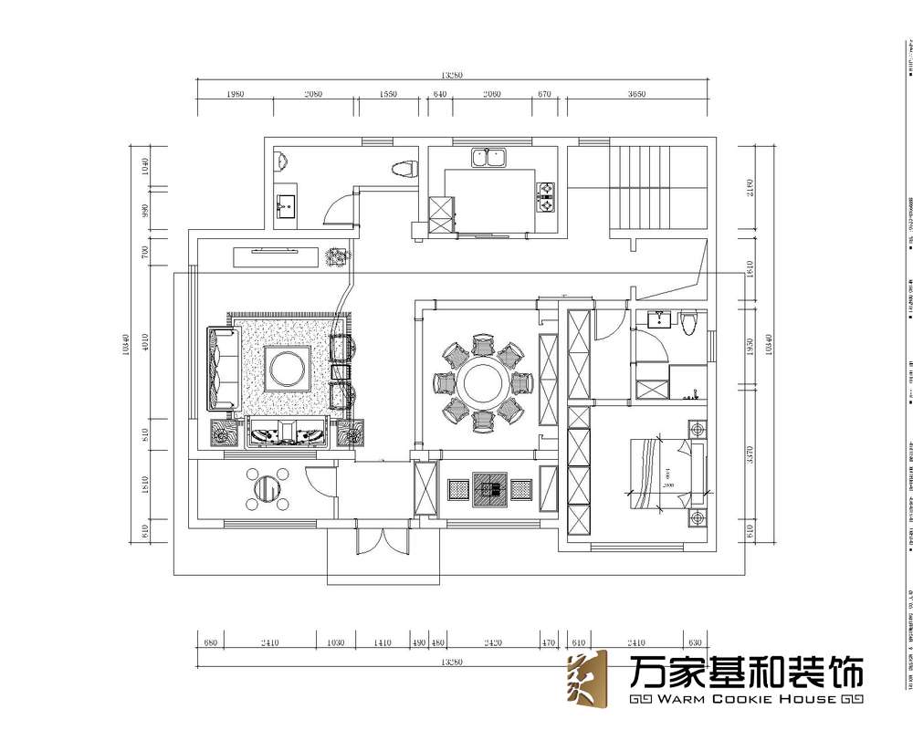 華鼎新城340平新中式裝修風格