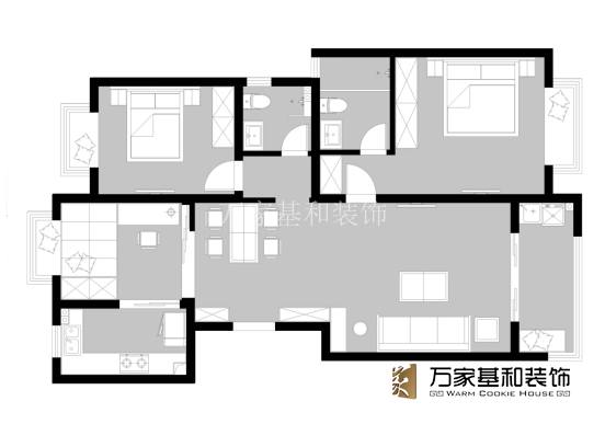 揚中浩云灣100平北歐風裝修設計